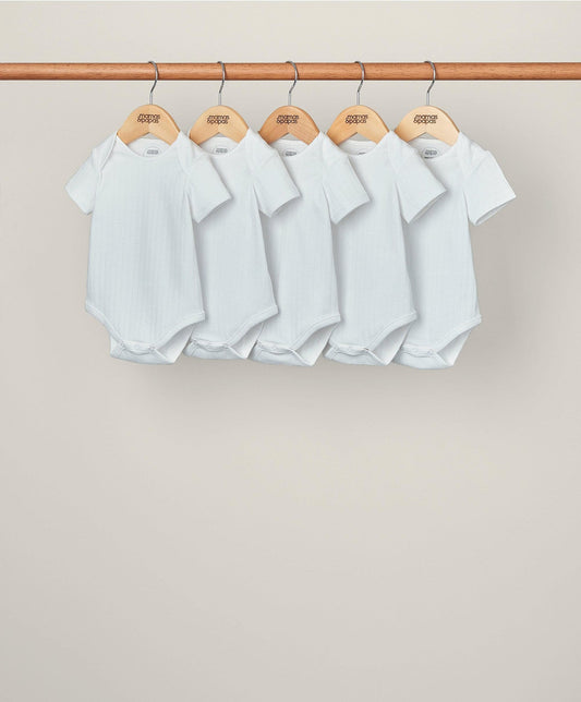 Mamas & Papas Ribbed Shortsleeved Bodysuits (Set of 5) - White | Mamas & Papas, Babies, Nursing, Bodysuit