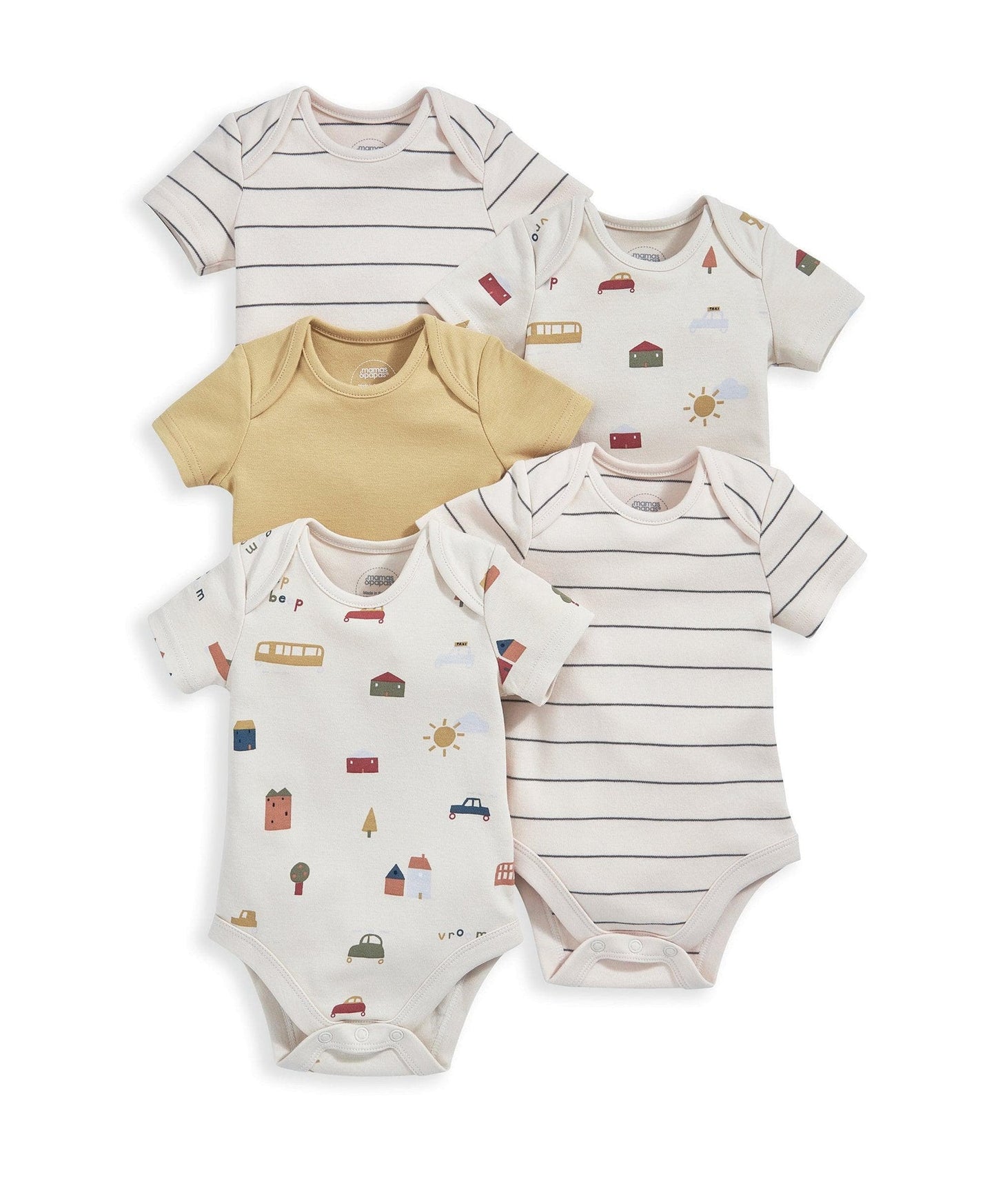 Mamas & Papas Transport Shortsleeved Bodysuits (Set of 5) | Mamas & Papas, Babies, Nursing, Bodysuit