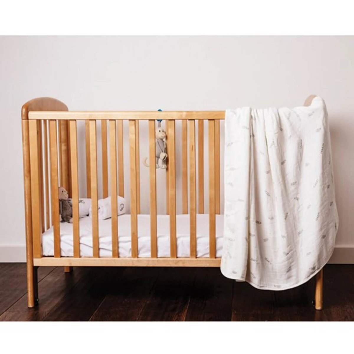 Monkey 100% Bamboo Blanket - White mm Design | Blanket | Matchstick Monkey for Mamas & Papas LB - Baby Quilts & Blankets