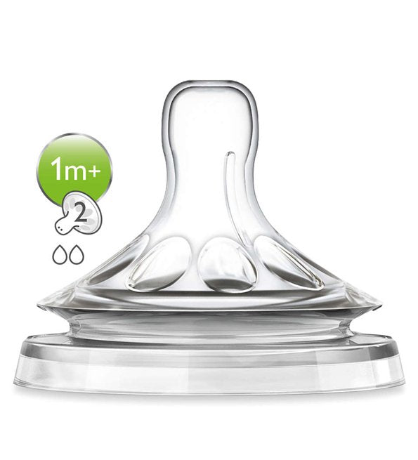 Natural 2 teat with Assorted Flow 1m+ | Bottle Teat | Avent for Mamas & Papas LB - 6hr