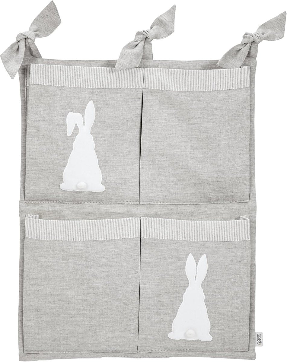 Nursery Organizer, Hanging Storage, Nursery Décor, Bunny Rabbit Design - Grey 4 Pocket | Nursery Organizer | Mamas & Papas for Mamas & Papas LB - 6hr