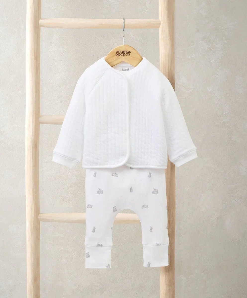 Quilted Jacket, Bodysuit & Bottoms Set (3 Pieces) – Bunny Print | Outfit Set | Mamas & Papas for Mamas & Papas LB - 6hr