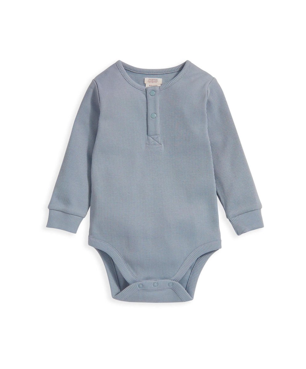 Ribbed Bodysuit - Blue | Bodysuit | Mamas & Papas for Mamas & Papas LB - 6hr