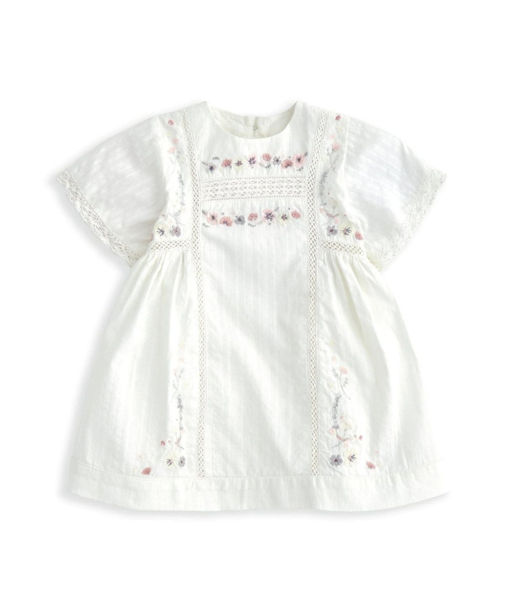 Short Sleeve Cotton Embroided Dress - Floral Print | Dress | Mamas & Papas for Mamas & Papas LB - 6hr