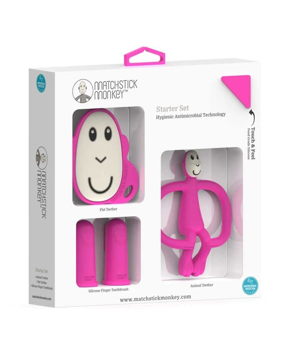 Teething Starter Set - Pink Monkey | Teether | Matchstick Monkey for Mamas & Papas LB - Activity & Sensory Toys
