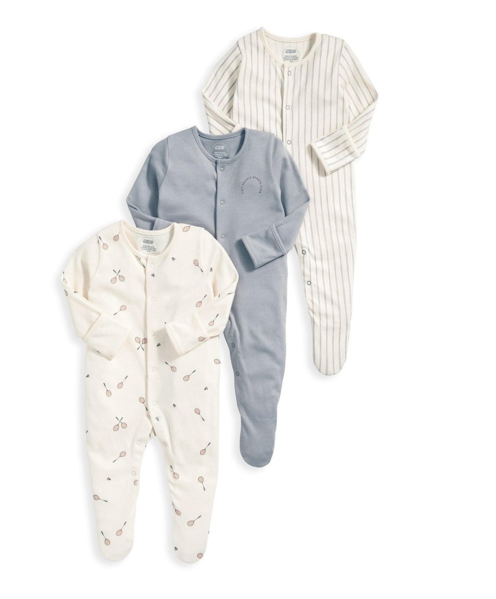 Tiny Sports Club Sleepsuits (Set of 3) - Blue | Sleepsuit | Mamas & Papas for Mamas & Papas LB - 6hr