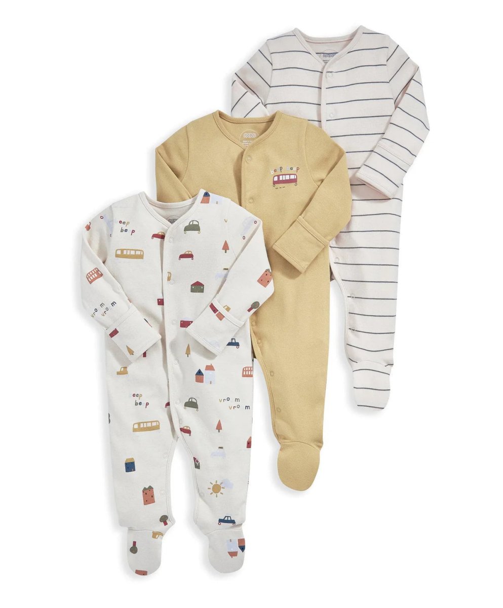 Transport Sleepsuits (Set of 3) | Sleepsuit | Mamas & Papas for Mamas & Papas LB - 6hr