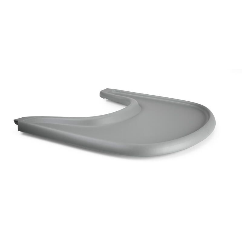 Storm grey plastic high chair tray with rounded front lip and raised sides
