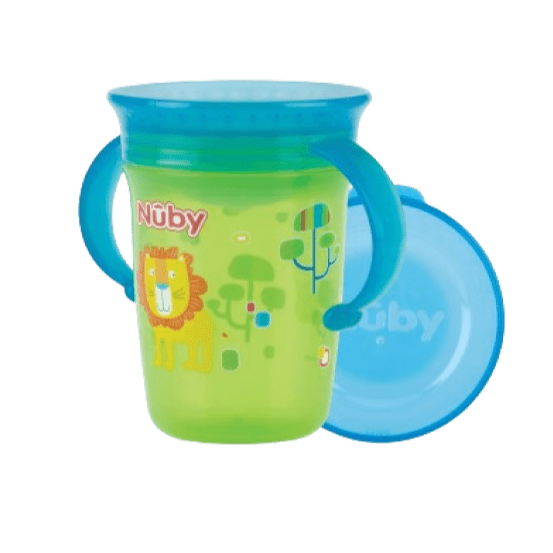 Twin handle 360° Wonder Cup with Print 240ml 6m+ Green | Cup | Nuby for Mamas & Papas LB - 6hr