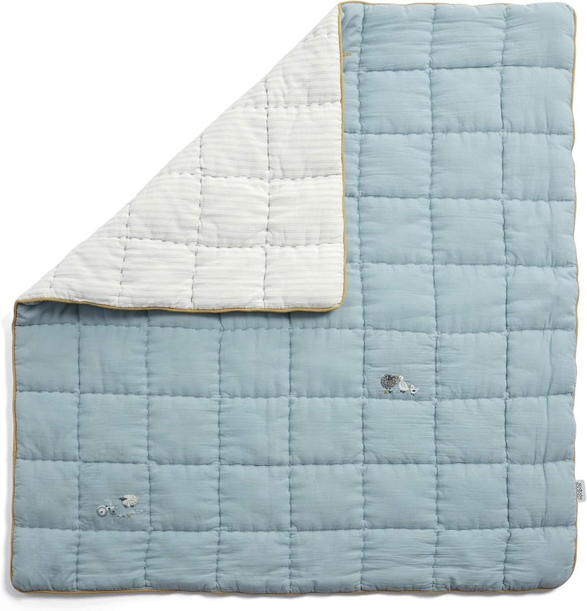 Welcome To The World Quilt Bedding Cotbed - Blue | Nursery Bedding | Mamas & Papas for Mamas & Papas LB - 6hr