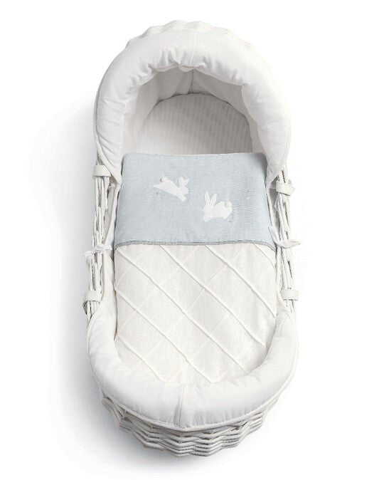 Welcome To The World Wicker Moses Basket - Blue | Mose Basket | Mamas & Papas for Mamas & Papas LB - Cribs & Bassinets