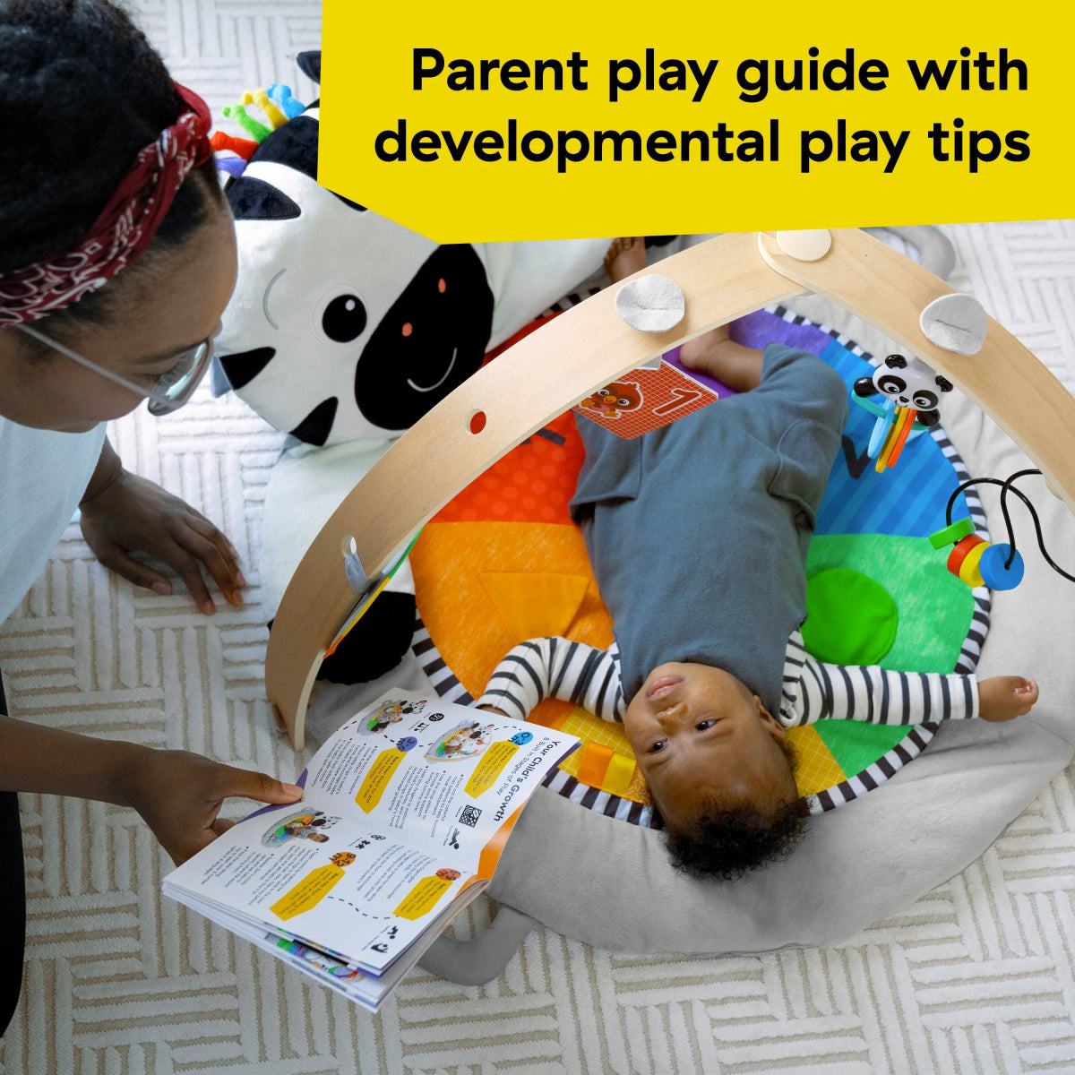 Zen's Activity Milestones Plush Gym, with Wooden Bar, Infant to Toddler | Play Gym | Baby Einstein for Mamas & Papas LB - Activity & Sensory Toys