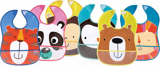 Nuby Waterproof Animals Nylon Bibs - Assorted | Mamas & Papas, Babies, Nursing, Bib