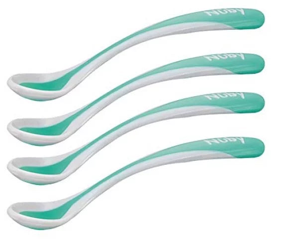 Nuby Patented hot safe spoon - Pack of 4 - Assorted | Mamas & Papas, Babies, Nursing, Spoon