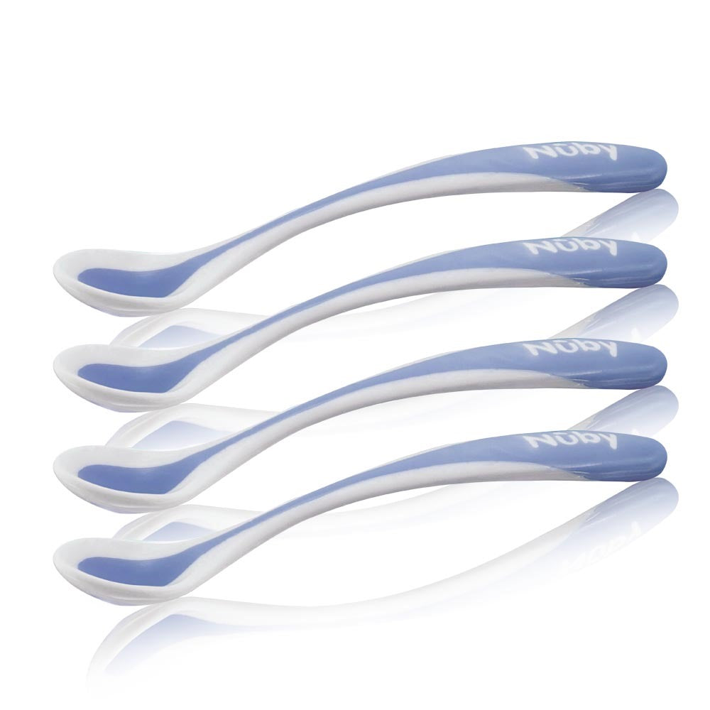 Nuby Patented hot safe spoon - Pack of 4 - Assorted | Mamas & Papas, Babies, Nursing, Spoon