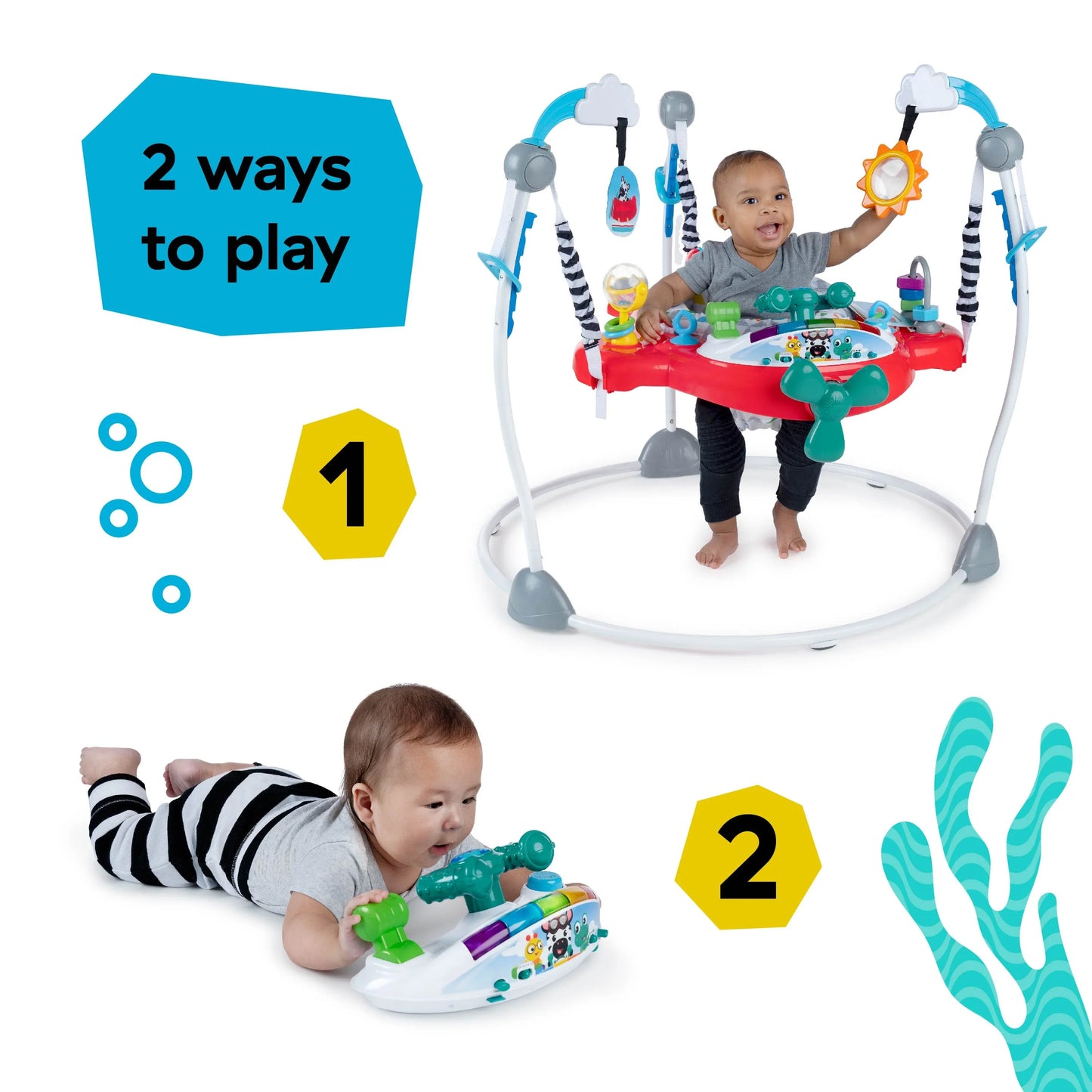 Ocean Explorers Airplane Adventure, sauteur d'activités 2 en 1, à partir de 6 mois