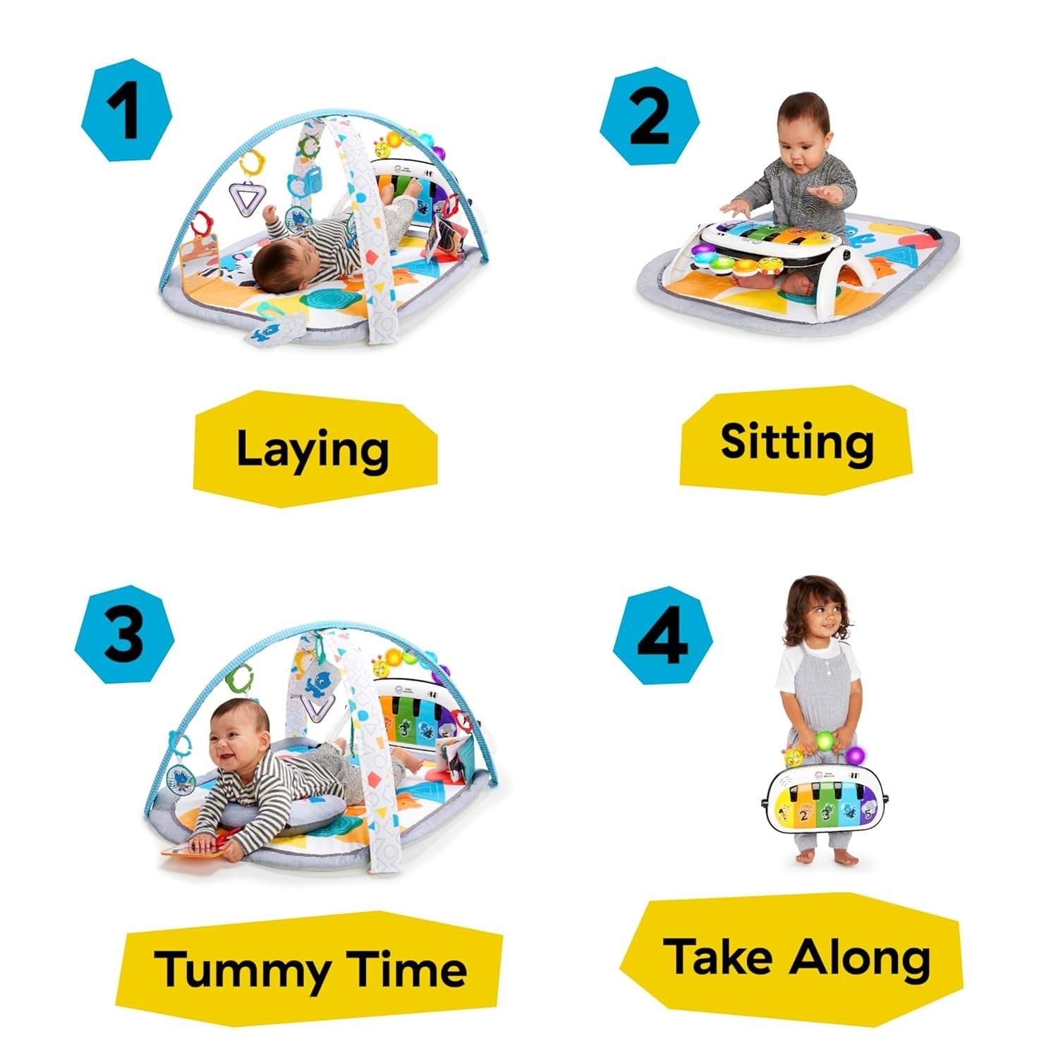 Baby Einstein 4-in-1 Tunes Music and Language Play Gym and Piano Tummy Time Activity Mat | Mamas & Papas, Babies, Nursing, 