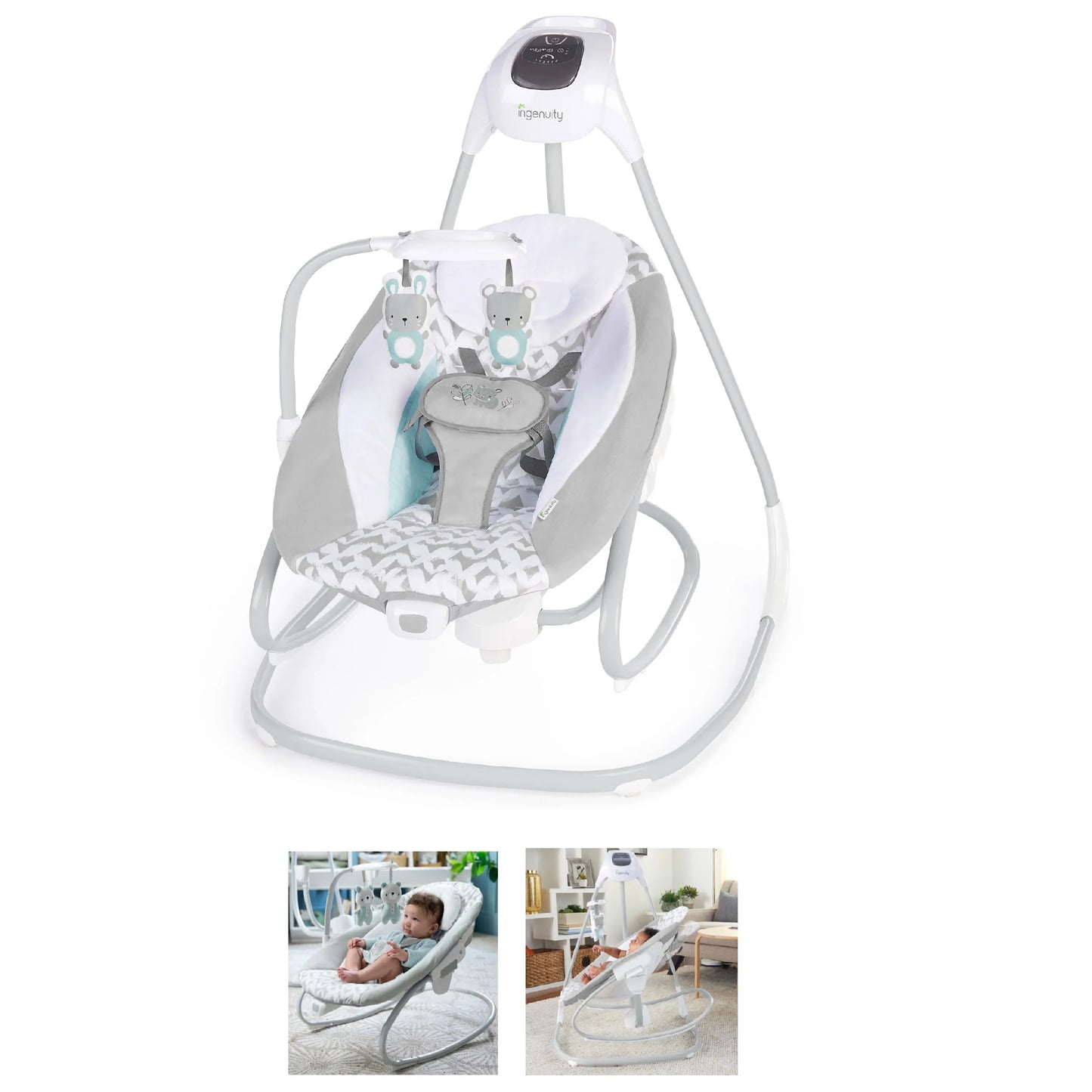 2-in-1 Multi-Direction Compact Vibrating Baby Swing & Rocker