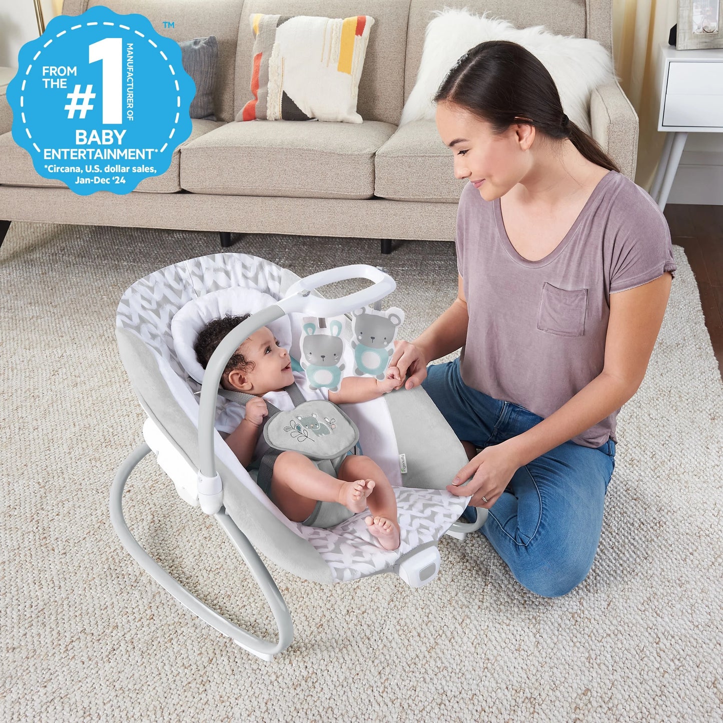 2-in-1 Multi-Direction Compact Vibrating Baby Swing & Rocker