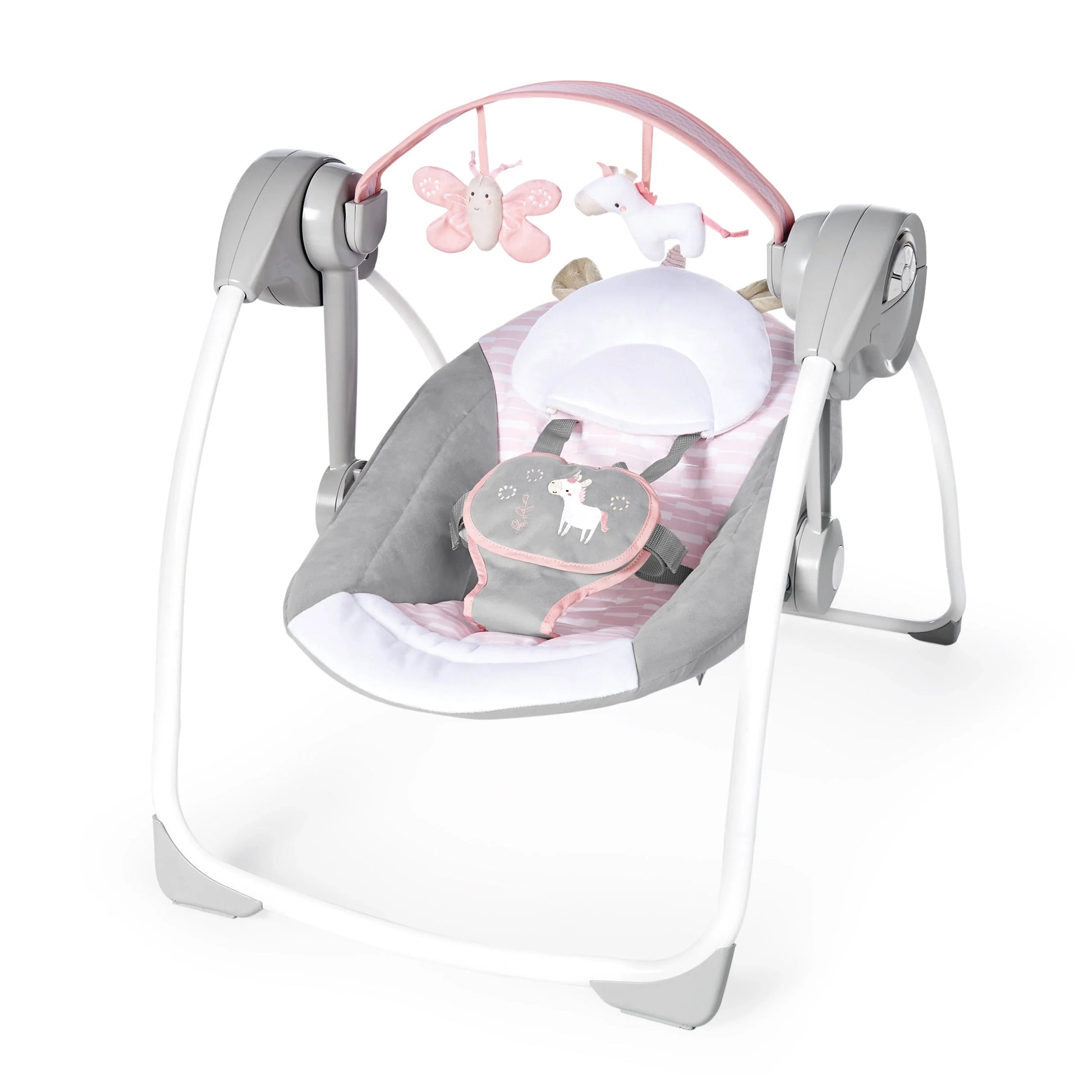 Ingenuity Comfort 2 Go Compact Portable Baby Swing, Flora the Unicorn