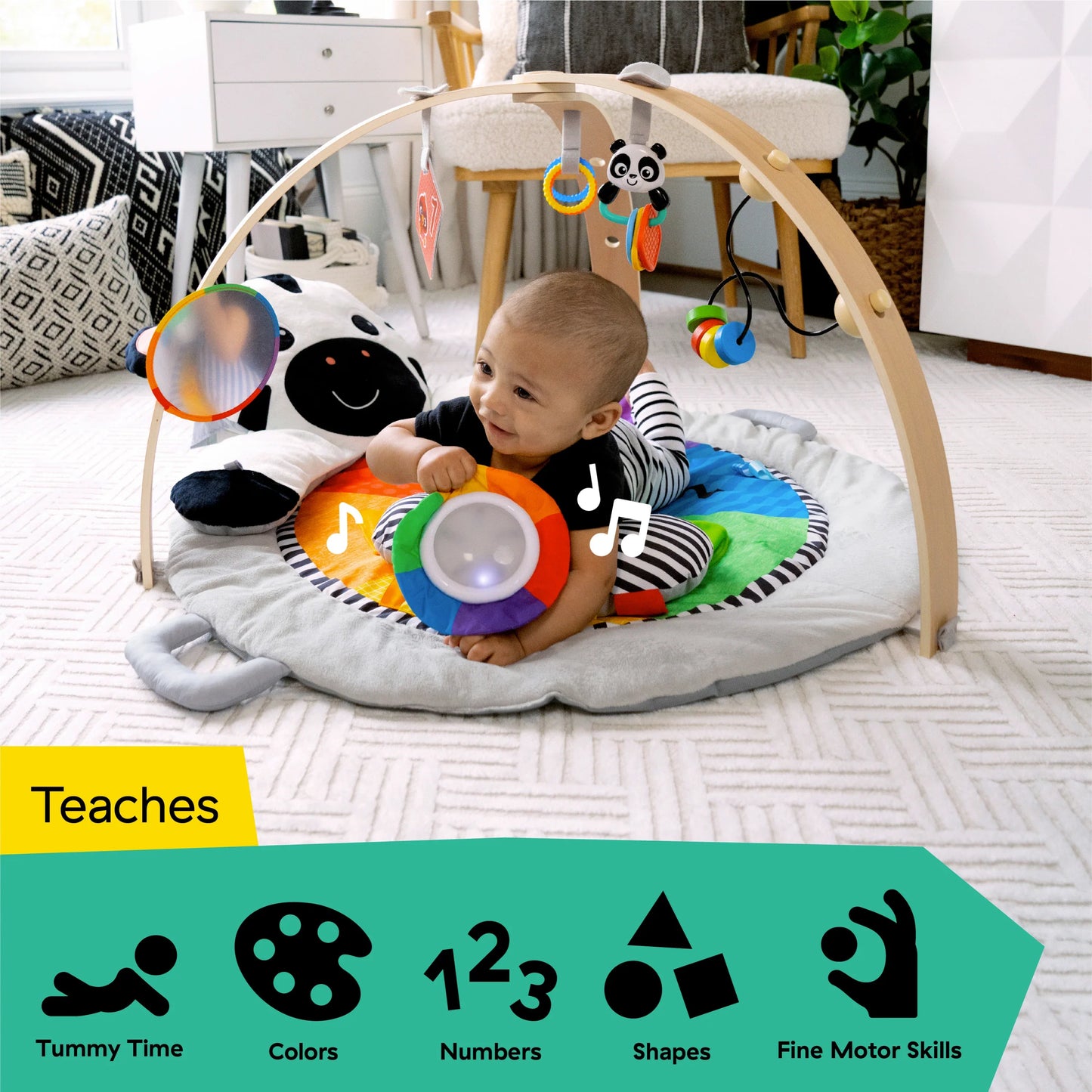 Zen's Activity Milestones Plush Gym, with Wooden Bar, Infant to Toddler