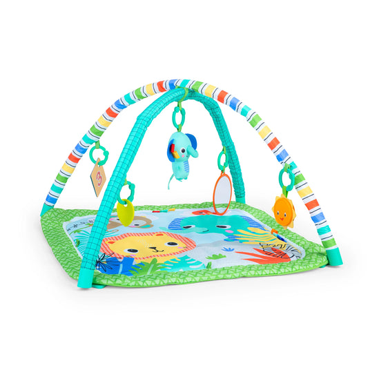 Bright Starts Wild Wiggles Baby Activity Gym & Machine-Washable Play Mat, Green Play Gym
