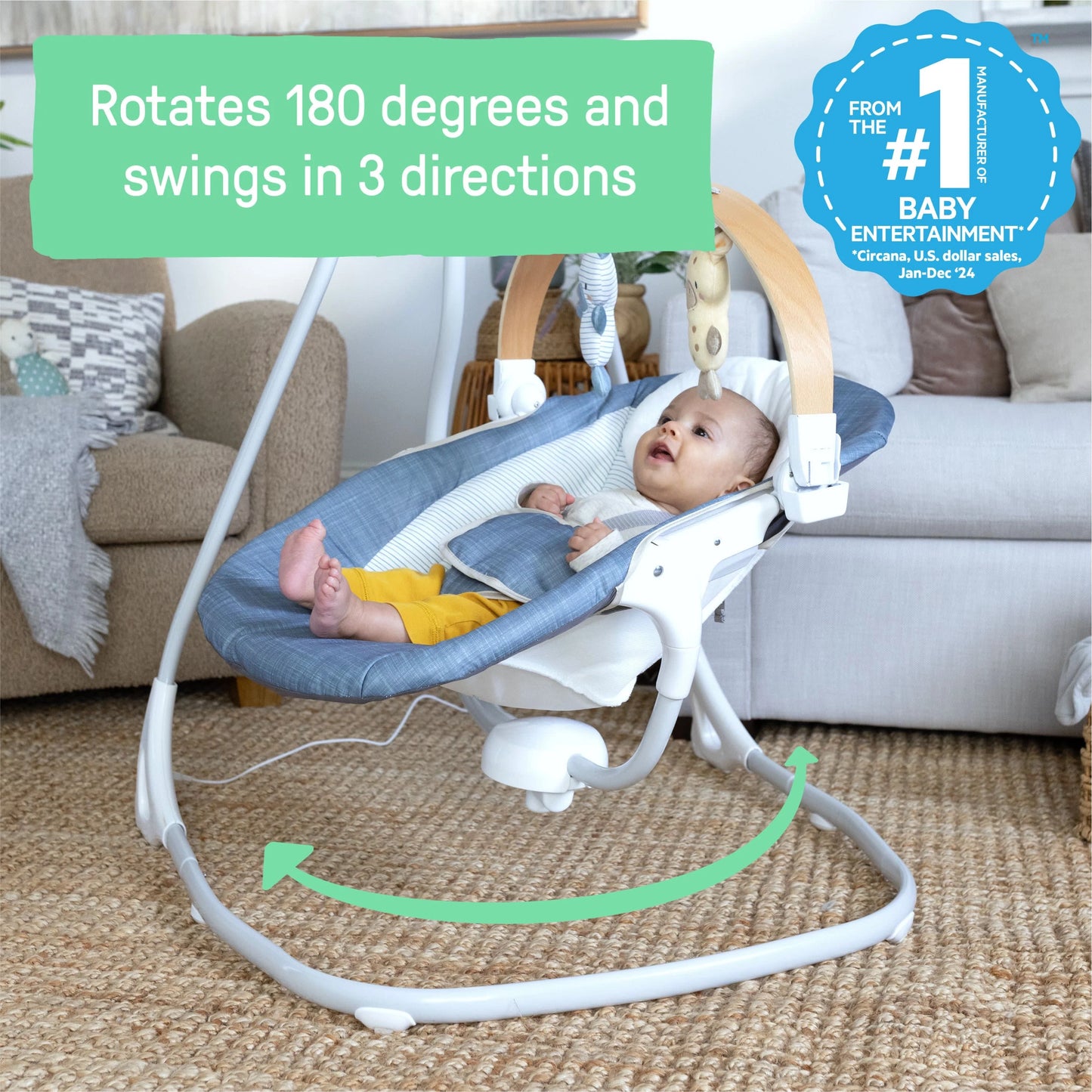 SimpleComfort Compact Soothing Swing - Chambray