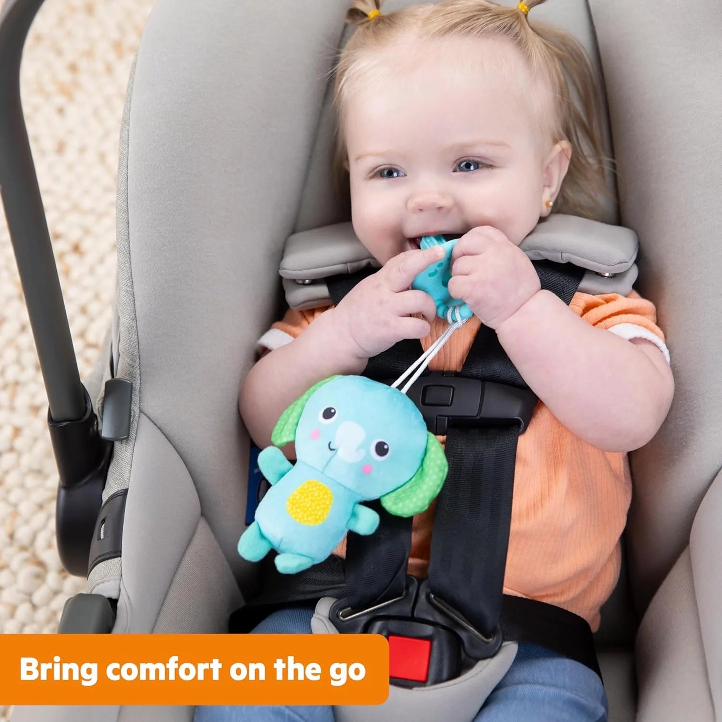 SootheMate Plush Elephant Teether Toy with Detachable Silicone Teether
