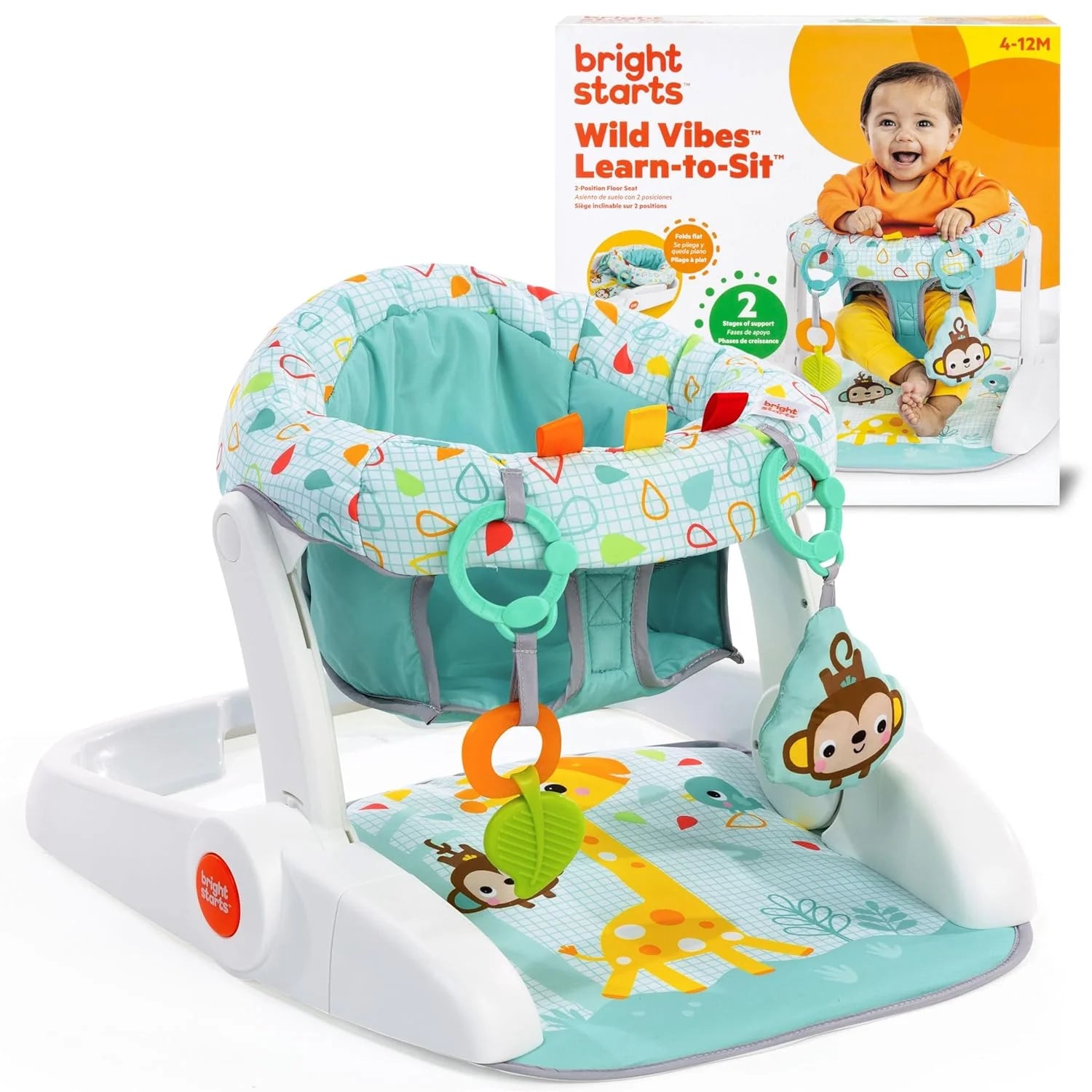 Bright Starts Learn-to-Sit 2-Position Baby Floor Seat with Toys