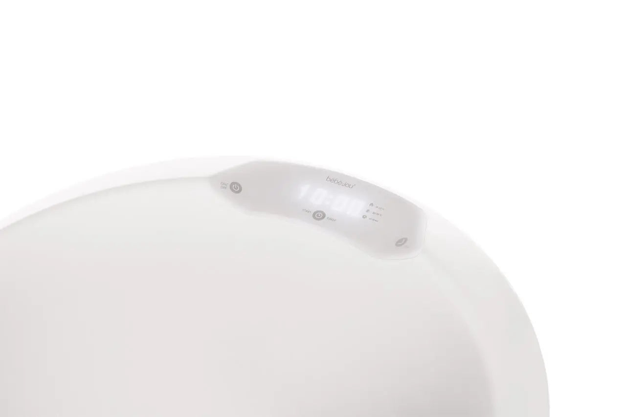 White digital thermometer sensor lid with control buttons and indicator icons