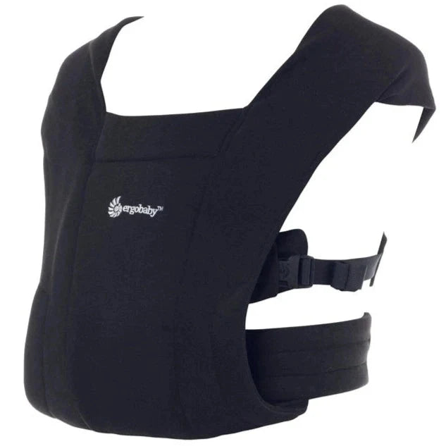 Dark fabric baby carrier with buckle straps