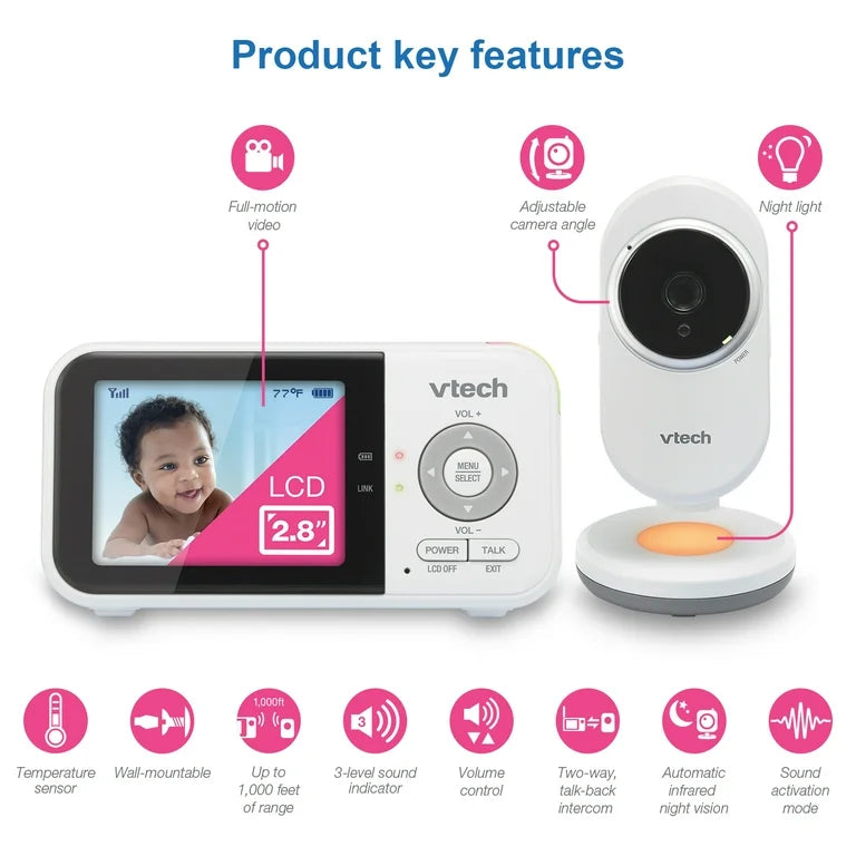 2.8" Digital Video Baby Monitor with Night Light