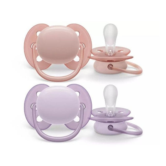 Avent Ultra Soft Soother Girl 0-6m Coral/Purple | Mamas & Papas, Babies, Nursing, Pacifier