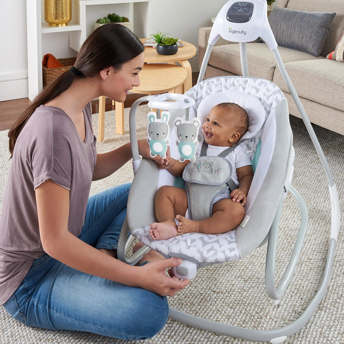 2 - in - 1 Multi - Direction Compact Vibrating Baby Swing & Rocker | Swing | Ingenuity for Mamas & Papas LB - Furniture & Nursery