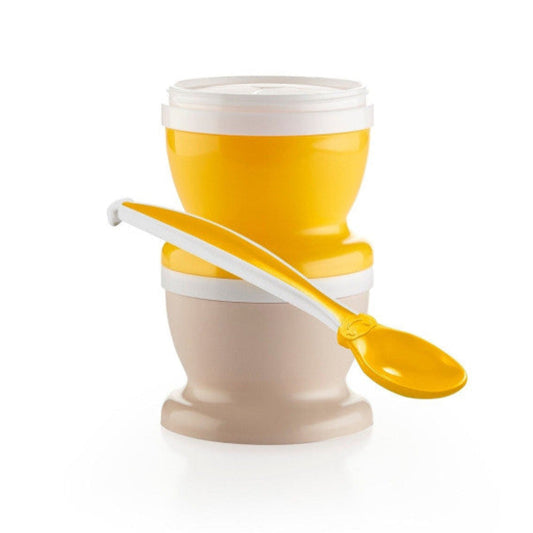 2 petits pots alimentaires et 1 cuillère souple