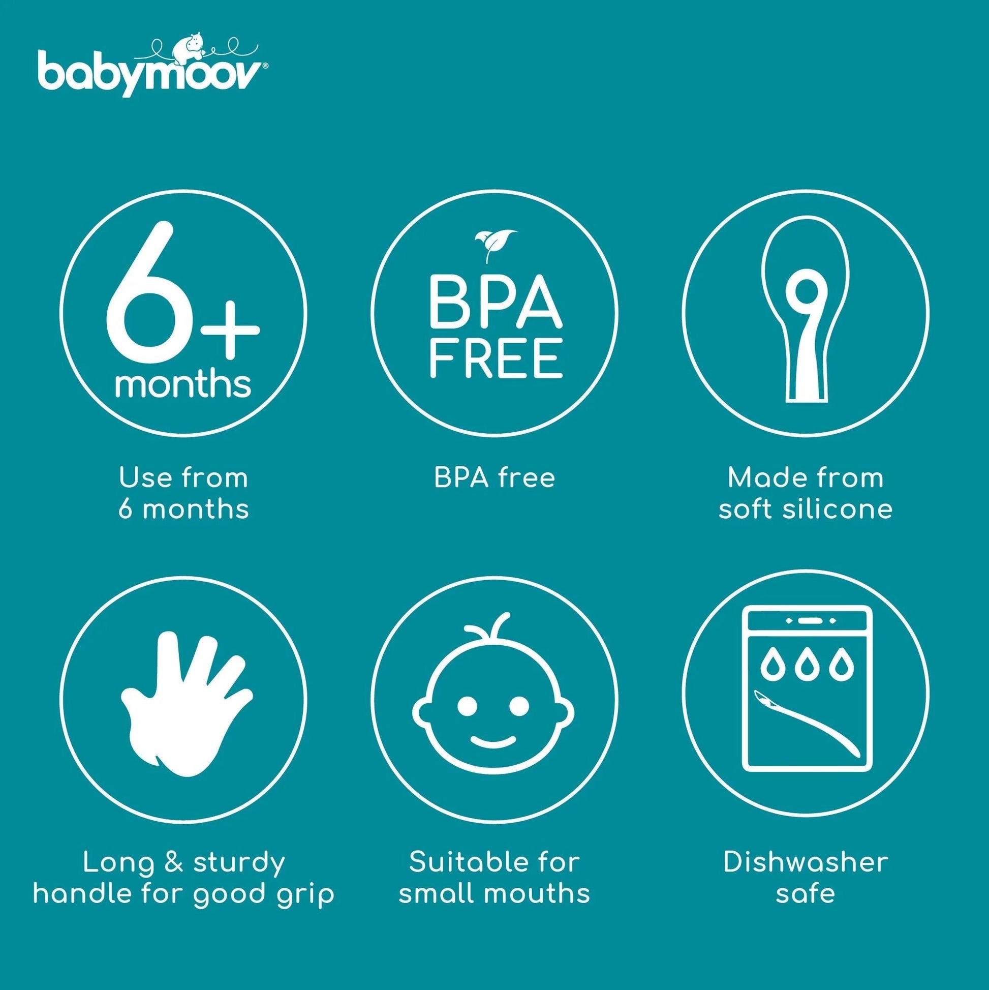 Babymoov Silicone Baby Spoon Multi-colour 1st Age Pack of 5 | Mamas & Papas, Babies, Nursing, Utensil