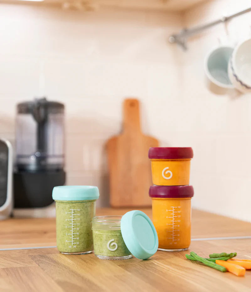 Coffret de 8 bols bébé en verre + livret de recettes bio