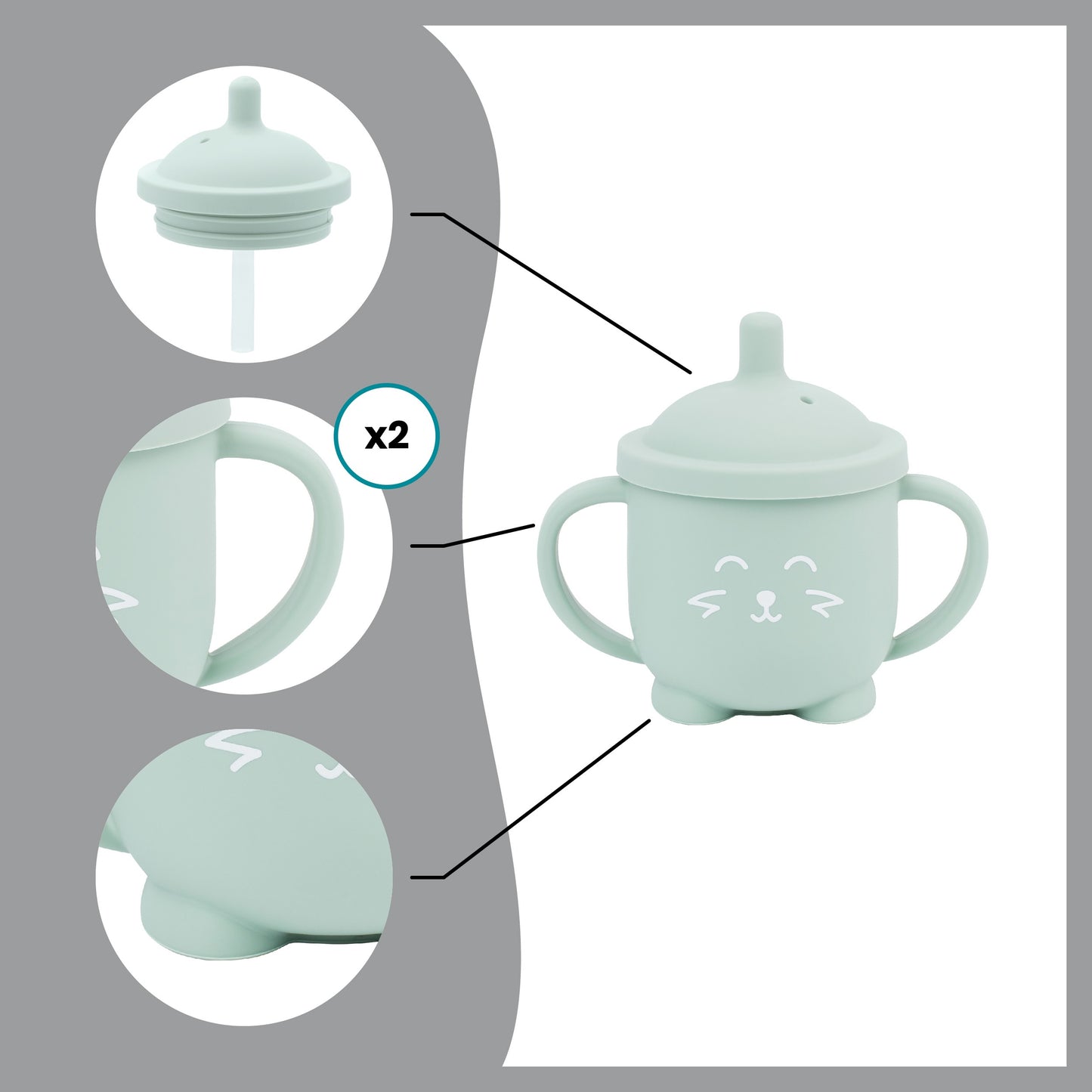 Babymoov Silicone cup with straw ISY CUP FOX | Mamas & Papas, Babies, Nursing, 