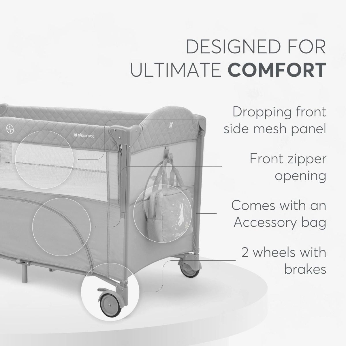 KikkaBoo Milky Way Baby Cot 2 Levels Grey | Mamas & Papas, Babies, Nursing, Cot