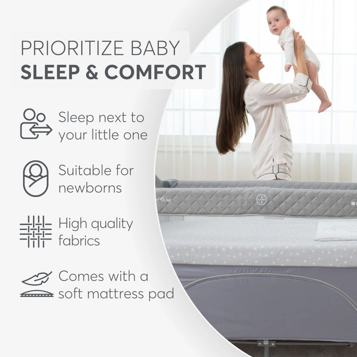 KikkaBoo Milky Way Baby Cot 2 Levels Grey | Mamas & Papas, Babies, Nursing, Cot