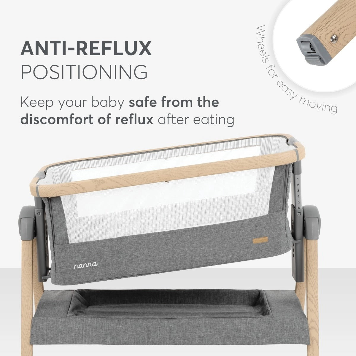 KikkaBoo Nanna Bedside Crib - Dark Grey | Mamas & Papas, Babies, Nursing, Bedside Crib