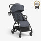 Dark grey pushchair stroller with canopy, padded seat, and four-wheel base