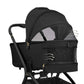 Black carrycot with mesh window, zipper trim and wavy logo on stroller