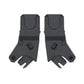 Car seat adaptor clips, two-piece set, dark gray/black with mounting tabs