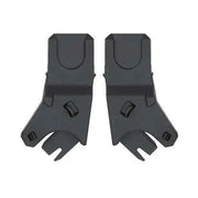 Car seat adaptor clips, two-piece set, dark gray/black with mounting tabs