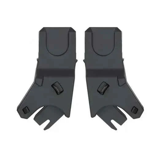 Car seat adaptor clips, two-piece set, dark gray/black with mounting tabs