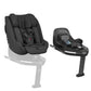 Dark gray i-Size car seat with five-point harness and padded headrest, side view