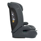 Grey i-Flow i-SIZE car seat side view with anti-rebound padding and headrest