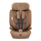Mocha i-Size car seat front with adjustable headrest and centered harness straps
