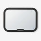 Rectangular rearview mirror with black frame and dark viewing panel